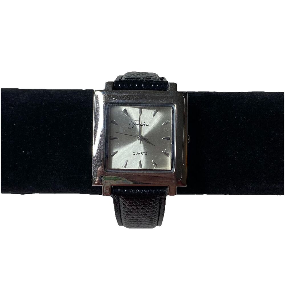 Fondini Quartz Watch Black Snakeskin Leather Unisex Watch Stainless Steel Back